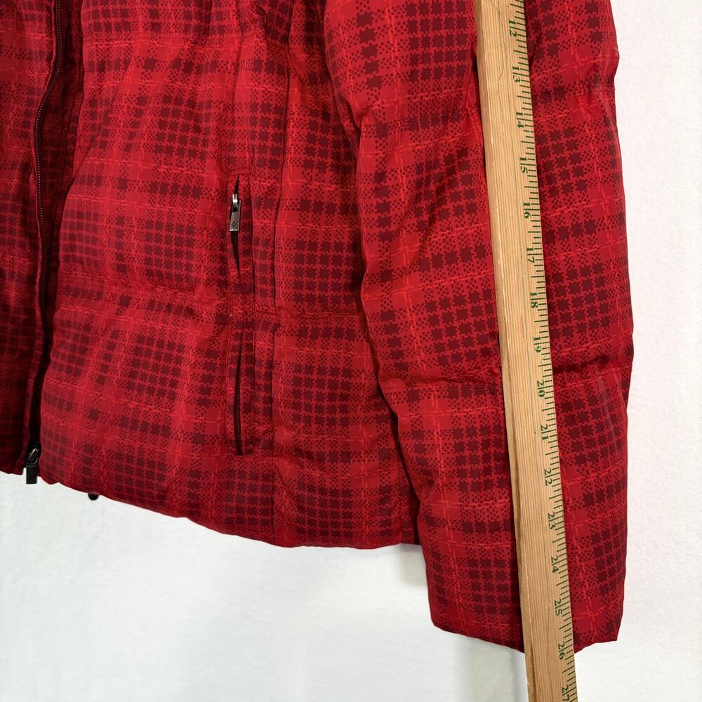 Columbia Winter Jacket Womens XL Red Plaid Down Feather Puffer Coat - Picture 5 of 12